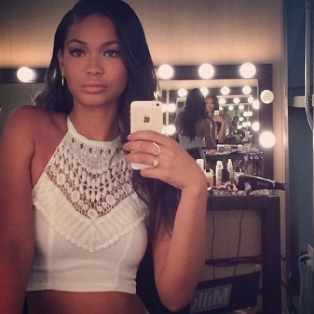 LF ivory crochet crop top
